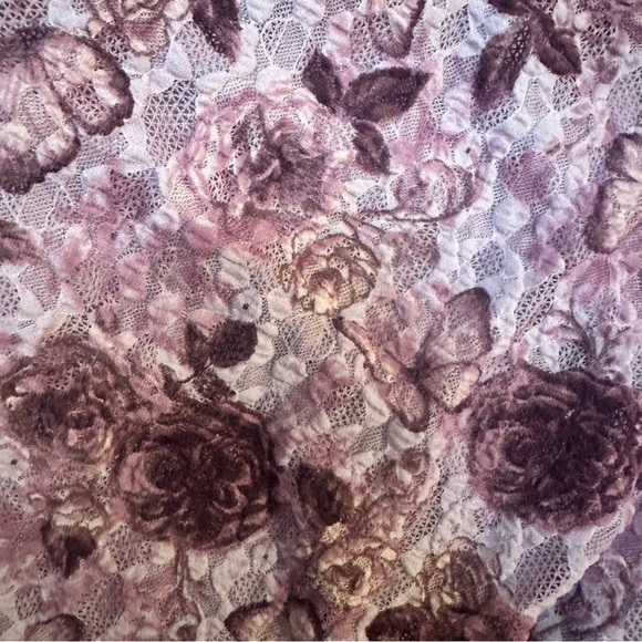 Vintage Y2K Self Esteem Longline Slim Fit Purple Mesh Butterfly Floral Top Small - Picture 5 of 8